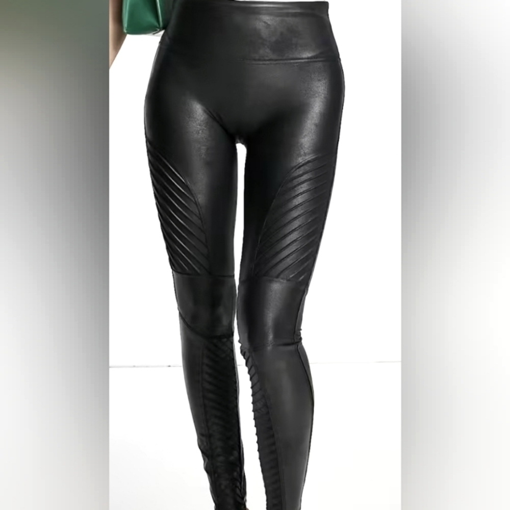 Spanx Faux Leather Moto Leggings, Size Small Petite, EUC, 26" inseam
